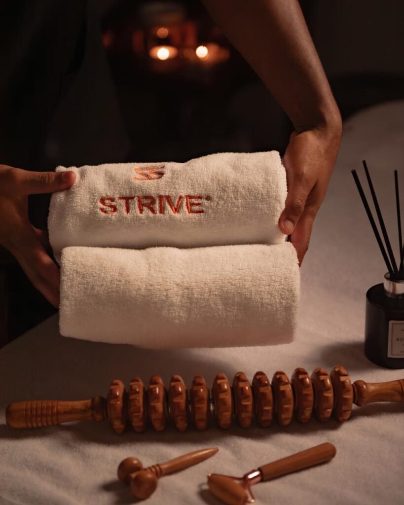 Strive towels and massage tools in the spa